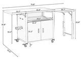 Gray Stainless Steel Top Kitchen Cart with Trash Rack, Foldable Top and Storage Space