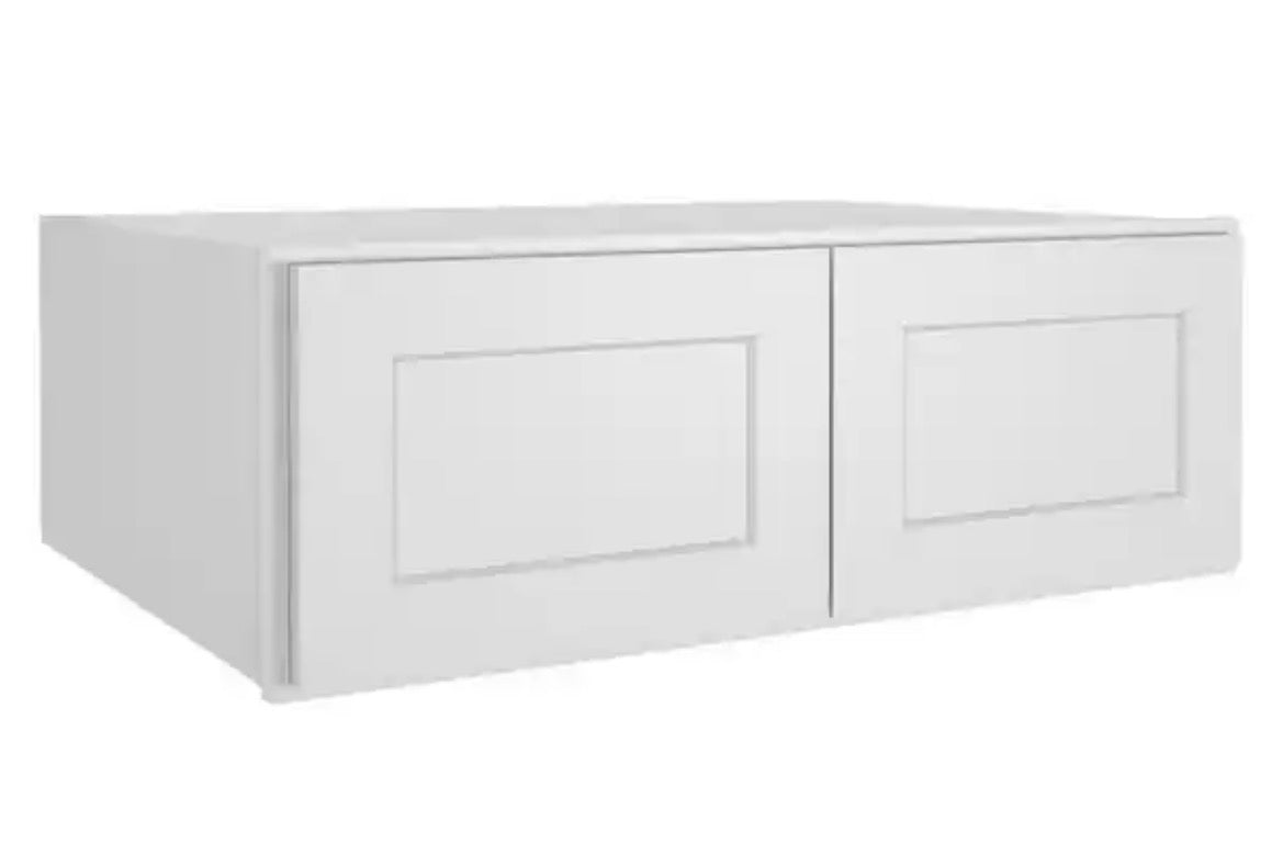 33-in. W x 24-in. D x 12-in. H in Shaker White Plywood Ready to Assemble Wall Bridge Kitchen Cabinet with 2 Doors