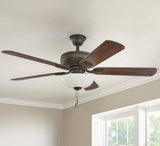Rothley II 52 in. Indoor LED Bronze Ceiling Fan with Light Kit, Downrod, Reversible Motor and Reversible Blades