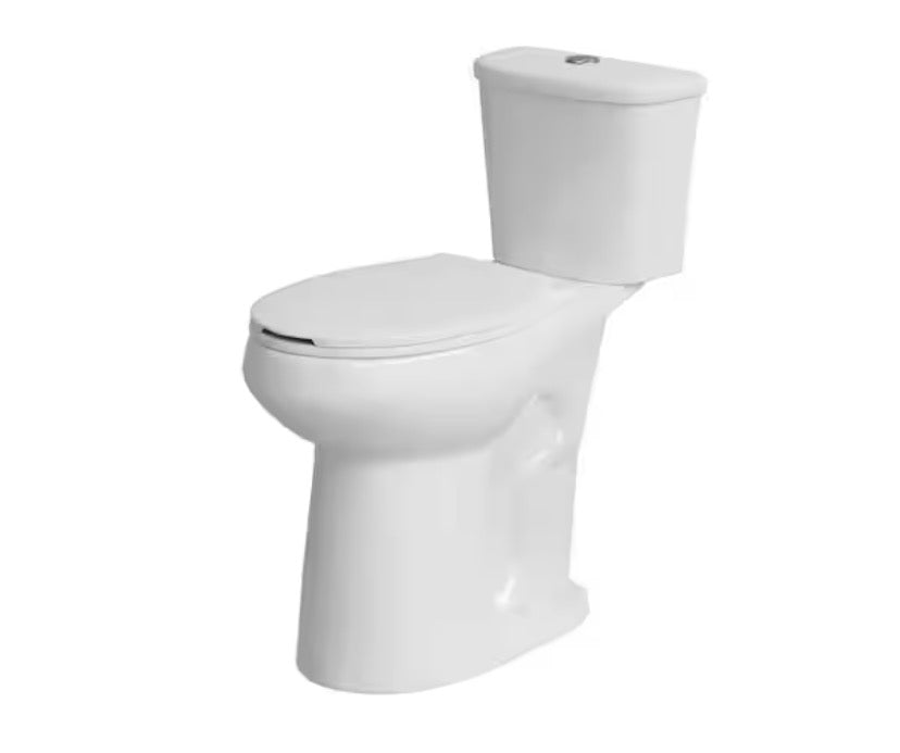 High Toilet 2-piece 0.8/1.28GPF Dual Flush Elongated 21 in. Toilet, in White Map Flush 1000g with Soft-Close Seat