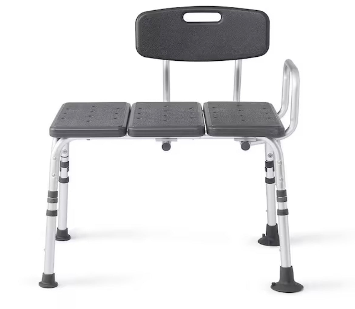 Knockdown Transfer Bath Bench with Back, Microban Antimicrobial Protection