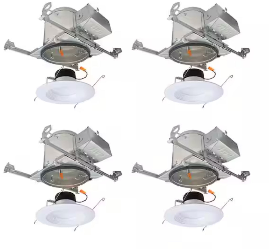 LT 6 in. Adjustable CCT Canless IC Rated Dimmable Indoor, Outdoor Integrated LED Recessed Light Kit (4-Pack)