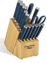Nutri Blade Pro 14-Piece Stainless Steel Premium Chef Knife Set with Knife Block in Blue