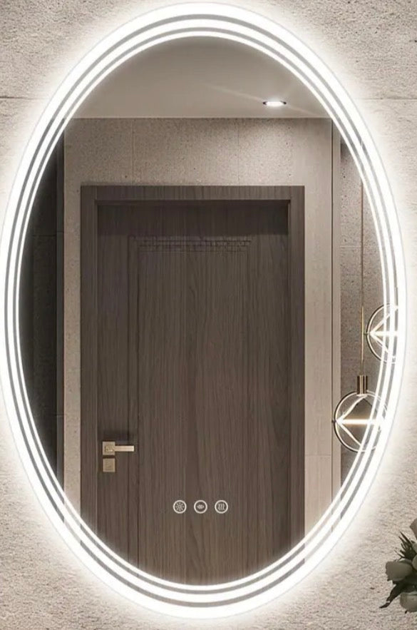 24 in. W x 36 in. H Oval LED Anti-Fog Frameless With Front Light And Backlight Wall Mirror Bathroom Vanity Mirror