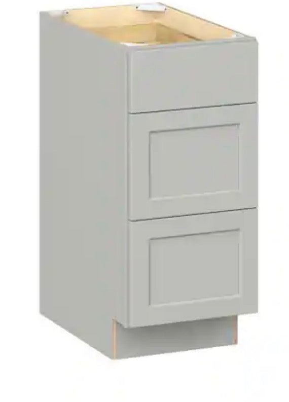 Emerson Whisper Gray Base 3 drawer Ready to Assemble Kitchen Cabinet (15 in. W x 34.5 in. H x 24 in. D)