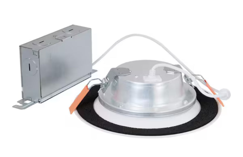 LTB 6 in. Selectable CCT (3000K-5000K) Integrated LED, White Recessed Light, Dimmable Retrofit Trim