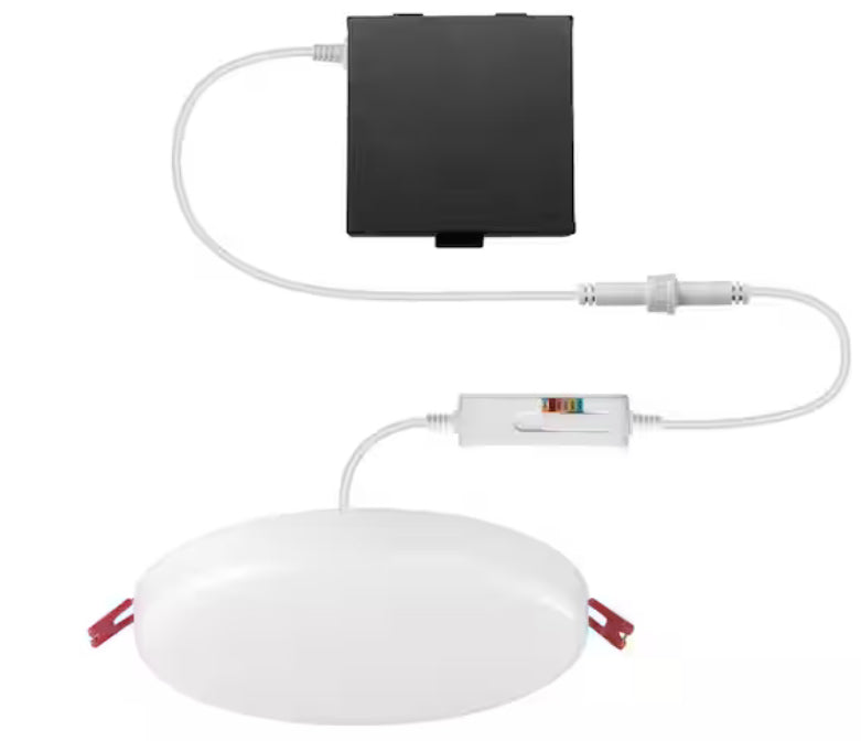 Trimless Integrated LED 6 in Round Adjustable Color Temp Canless Recessed Light for Kitchen Bathroom Livingroom, White