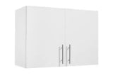Laundry Room Wall Cabinet, 2-Tier Wall Mounted Hanging Cabinet with 2 Doors, 16 x 32 x 24 in. (D x W x H), White