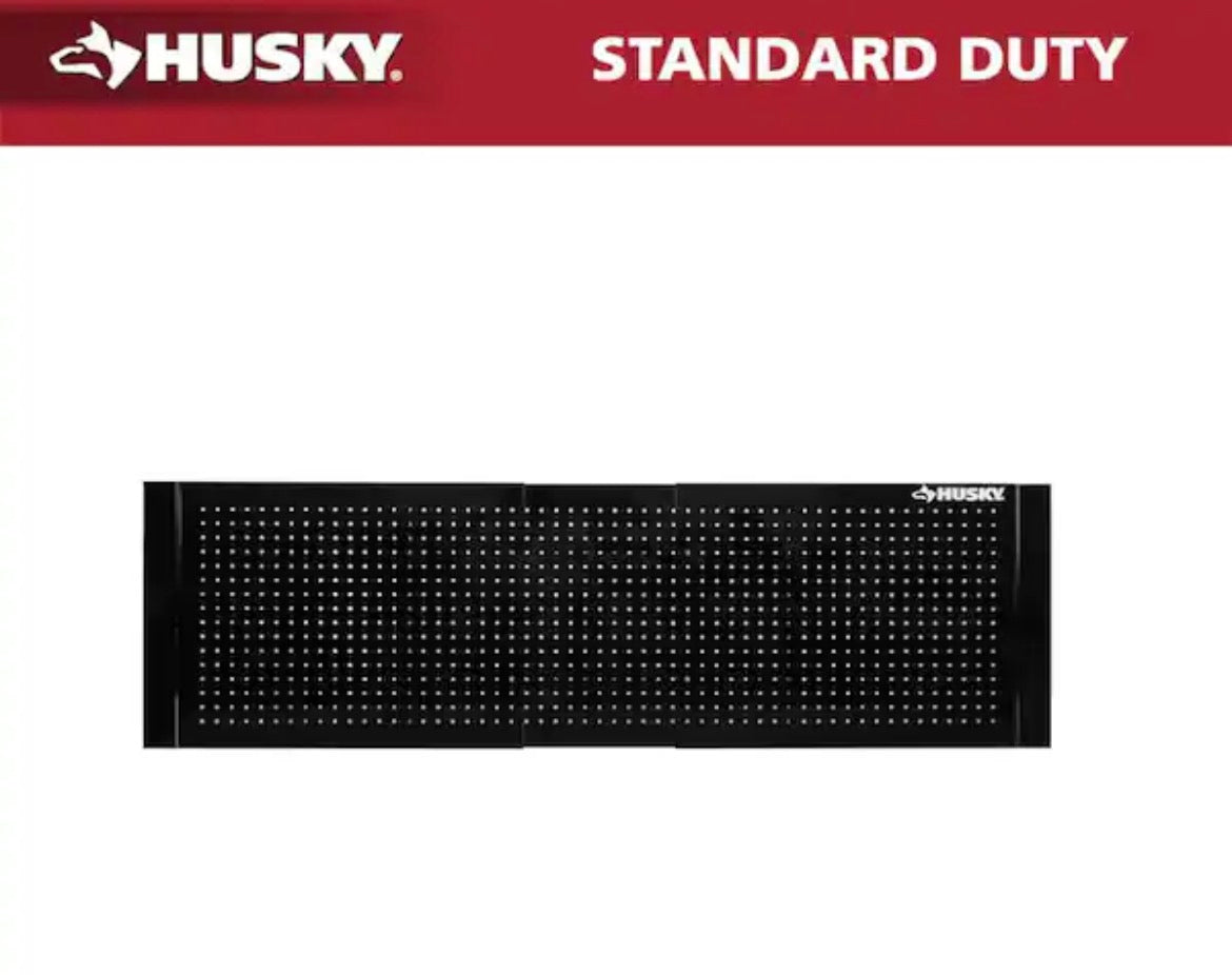 52 in. W to 72 in. W Gloss Black Adjustable Pegboard