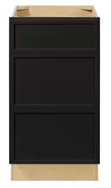 Leyton 24 in. W x 24 in. D x 34.5 in. H Ready to Assemble Plywood Slim Shaker Drawer Base Kitchen Cabinet in Raven Black