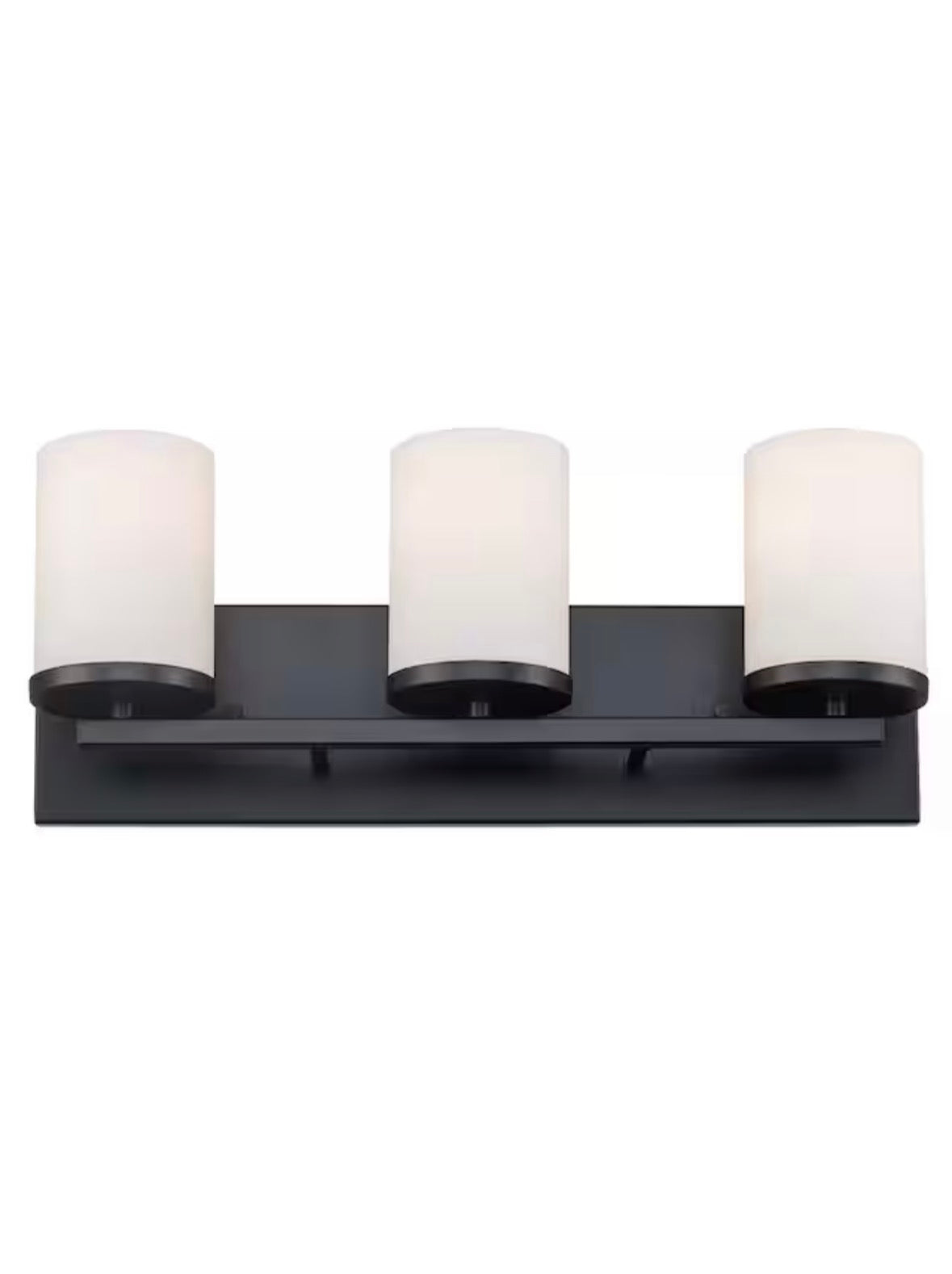 Cornerstone 20 in. 3-Light Black Bathroom Vanity Light Fixture with Frosted Glass Shades