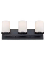 Cornerstone 20 in. 3-Light Black Bathroom Vanity Light Fixture with Frosted Glass Shades
