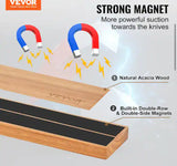 Magnetic Knife Holder 10-Knife with Enhanced Strong Magnet Acacia wood Knife Blocks and Storage Knife Bar