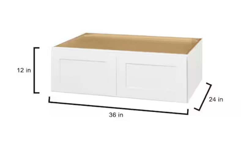 Avondale 36 in. W x 24 in. D x 12 in. H Ready to Assemble Plywood Shaker Wall Bridge Kitchen Cabinet in Alpine White