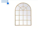 Timeless Home 36.25 in. W x 53.13 in. H x Midcentury Modern Windowpane Metal Window Brass Mirror