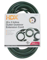 25 ft. 14/3 3 Outlet Extension Cord, Green