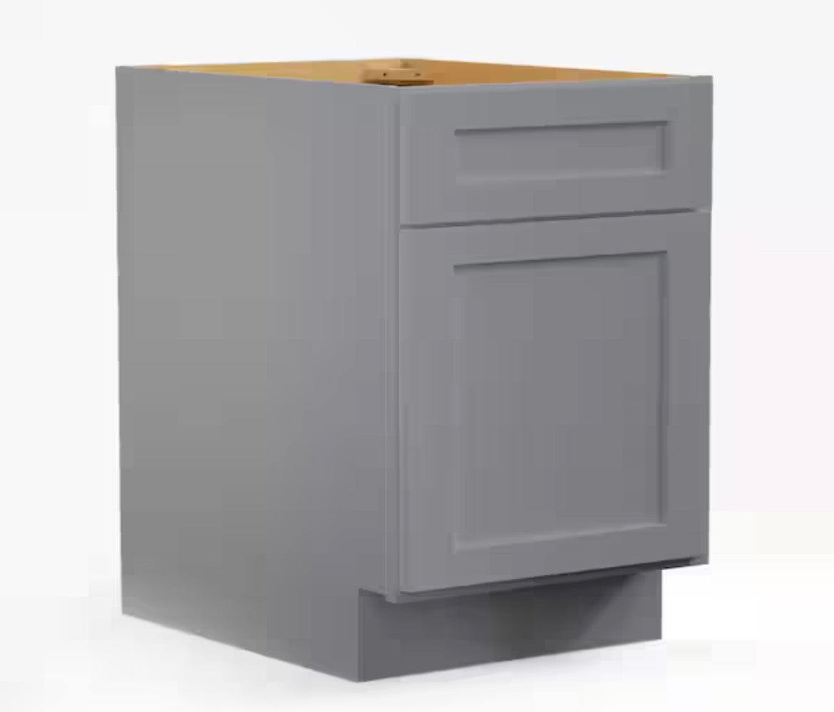 18 in. W x 21 in. D x 29.5 in. H in Shaker Grey Plywood Painted Ready to Assemble 2-Drawer File Base Cabinet