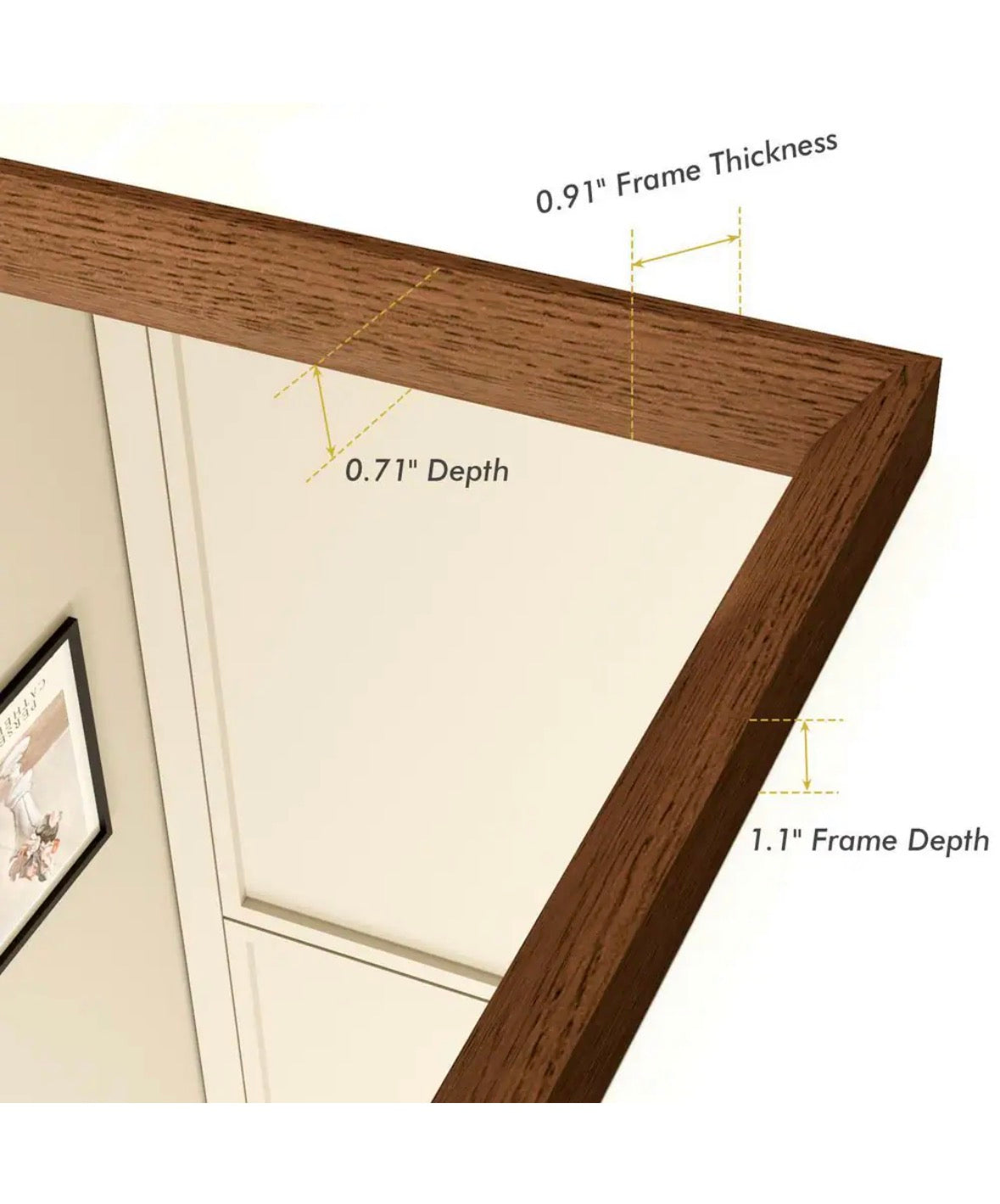 40 in. W x 36 in. H Oversize Farmhouse Rectangular Wood Finish Framed Wall Mirror, Tempered Glass Bathroom Vanity Mirror