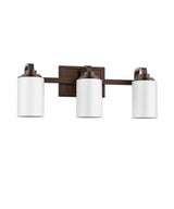 3-Light 21 in. Oil-Rubbed Bronze Contemporary Bathroom Vanity Light with Frosted Patterned Glass Shade