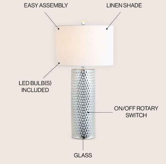 Isabella 30 in. Silver Glass Table Lamp