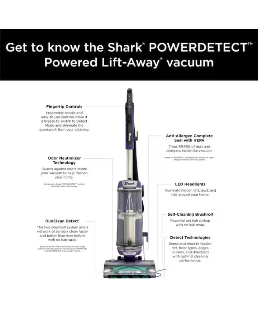 POWERDETECT Bagless Corded HEPA Upright Vacuum with DuoClean Detect Technology & XL Dust Cup Multisurface in Purple