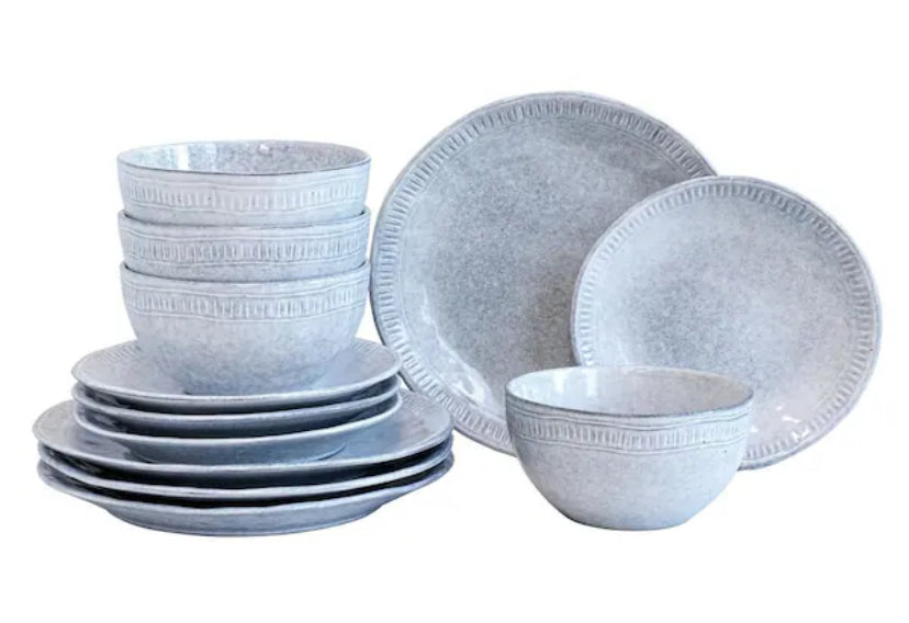 12-Piece Violet Stoneware Dinnerware Set