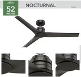 Nocturnal 52 in. Indoor/Outdoor Noble Bronze Propeller Ceiling Fan with Remote Included for Porches and Covered Patios