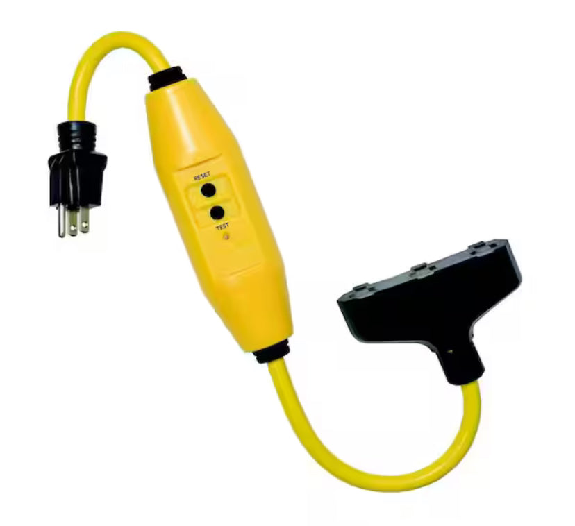 2ft. 12/3 In-Line GFCI Automatic Reset 3-Outlet Cord