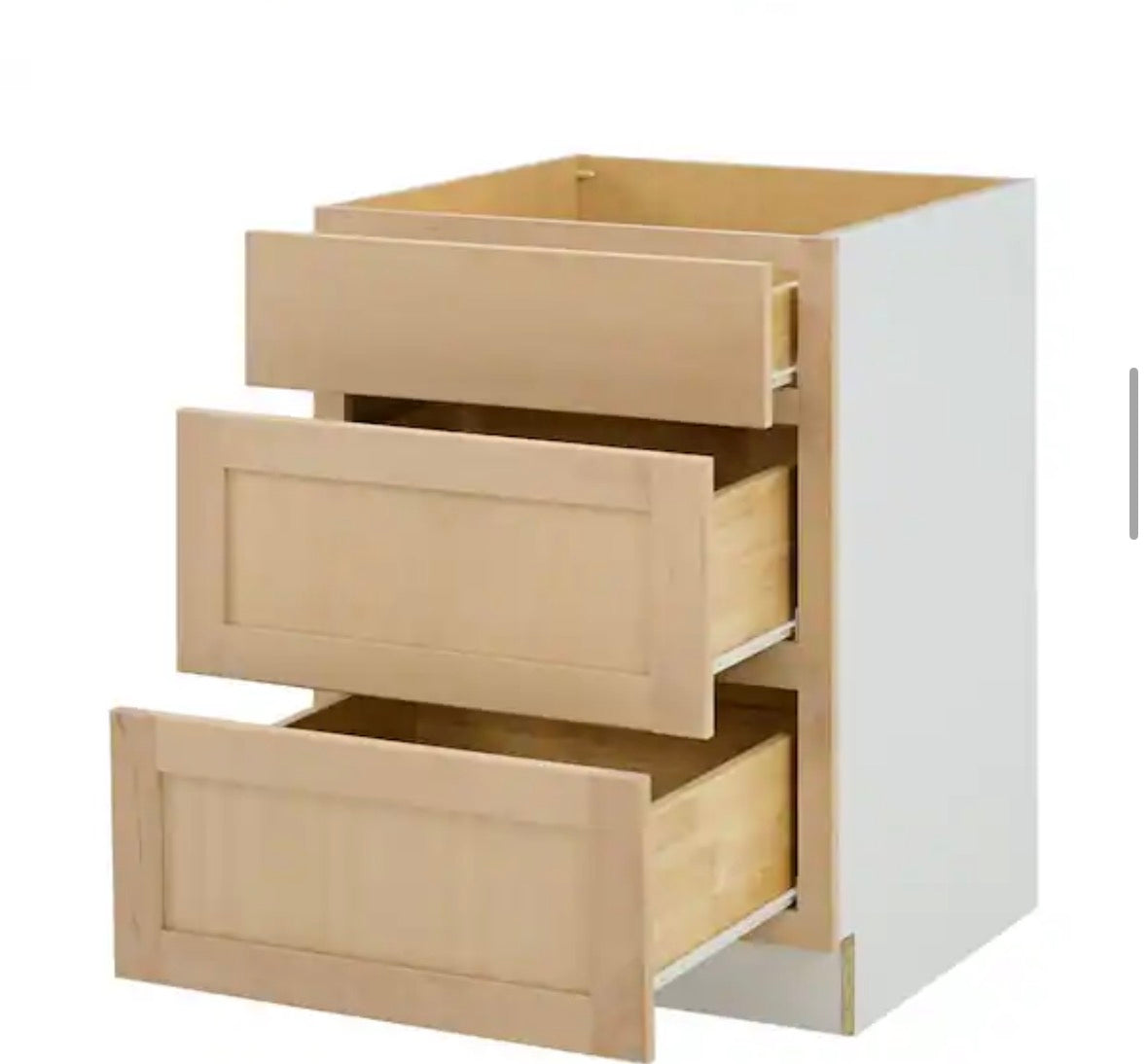 24 in. W x 24 in. D x 34.5 in. H Ready to Assemble Drawer Base Kitchen Cabinet in Unfinished with CLICKREADY Technology