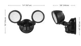 180Â° Black Motion Sensing Security Light Wired Outdoor 2-Head LED Flood Light 1000 Lumens