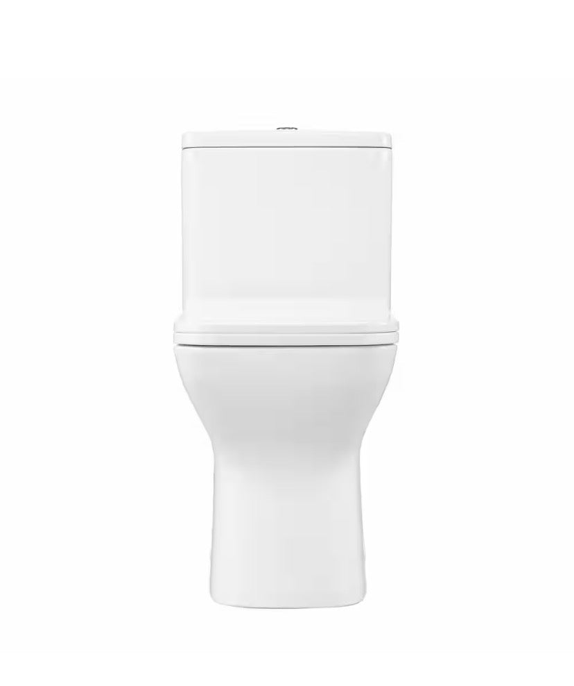 Piazza One-Piece 1.1/1.6 GPF Dual Flush Square Toilet in Glossy White, Seat Included