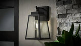 Corbin Medium 13 in. Modern 1-Light Black Tapered Hardwired Outdoor Wall Light Lantern Sconce with Clear Glass