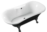 68 in. Acrylic Clawfoot Non-Whirlpool Bathtub in Glossy Black With Brushed GunMetal Clawfeet And Brushed GunMetal Drain
