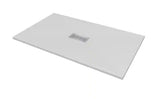 60 in. L x 36 in. W x 1.125 in. H Solid Composite Stone Shower Pan Base with Center Drain in White Sand
