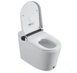 Smart Round Bidet Toilet with Heated Seat Auto Flush Foot Sensor Operation in White, LED Display, Night Light