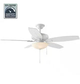 North Pond 52 in. Indoor/Outdoor LED Matte White Ceiling Fan with Light Kit, Reversible Motor and Reversible Blades