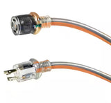 25 ft. 10/4 Heavy Duty Outdoor L14-30 Amp Generator Extension Cord with Lighted End, Orange/Grey