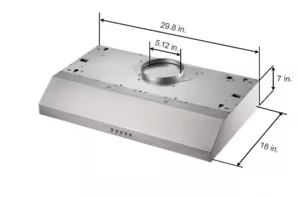 30 in. 320 CFM Convertible Under Cabinet Range Hood in Stainless Steel