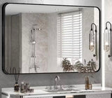 30 in. W x 40 in. H Black Vanity Rectangle Wall Mirror Aluminum Alloy Frame Bathroom Mirror
