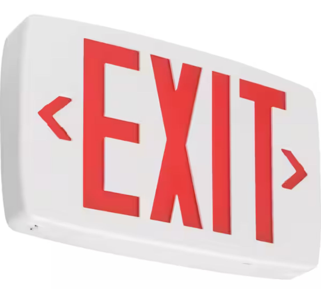 Contractor Select LQM Series 120/277-Volt Integrated LED White and Red Exit Sign W/Back Up Battery