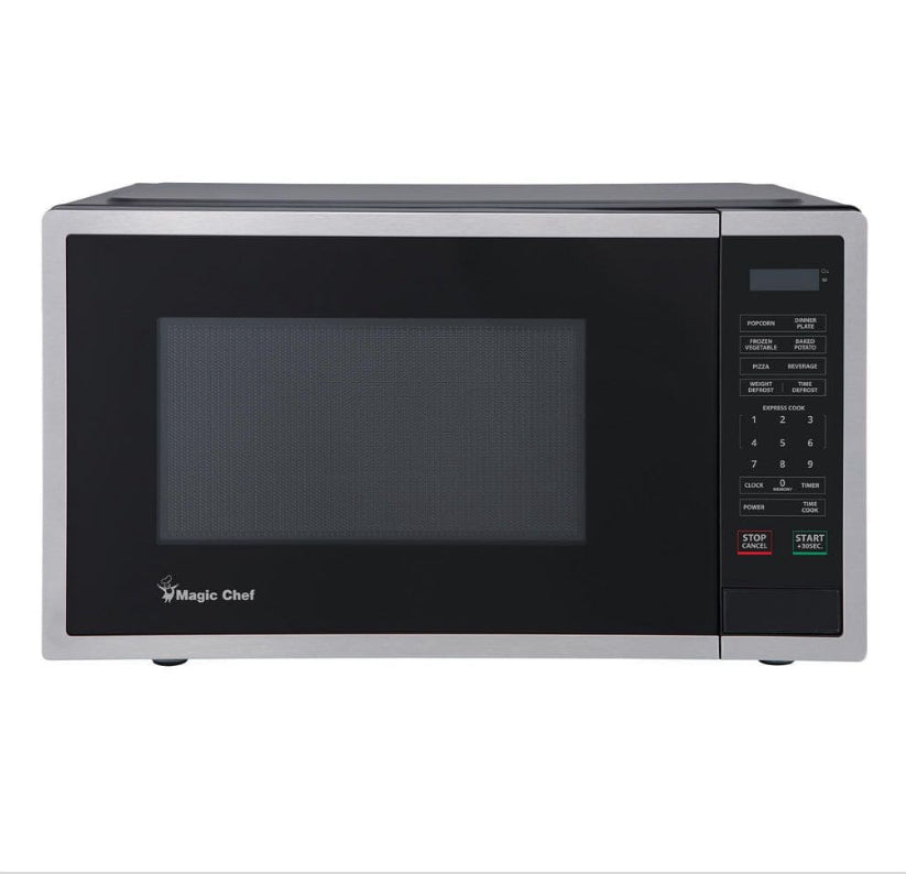 18.6 in W, 0.9 cu. ft. Countertop Microwave, in Stainless Steel with 900-Watt Cooking Power