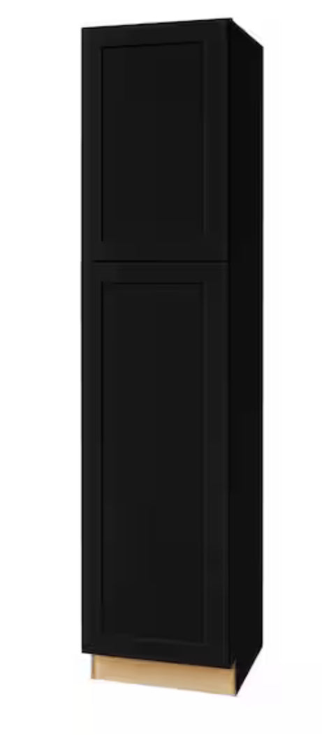 Avondale 18 in. W x 24 in. D x 84 in. H Ready to Assemble Plywood Shaker Pantry Kitchen Cabinet in Raven Black