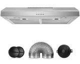 30 in. Duct Type 450 CFM Under Cabinet Range Hood With 2-Lights in Stainless Steel