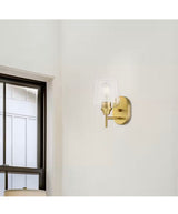 Pavlen 5.5 in. 1-Light Antique Brass Sconce with Clear Glass Shade