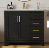 Raven 37 in. Single Sink Black Bath Vanity with White Engineered Solid Surface Top and 4 Drawers (Unassembled)