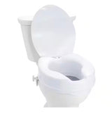 Raised Toilet Seat Round 4 in. Height Raised 300 lbs. Weight Capacity Front Toilet Seat in White Riser Screw Rod Locking