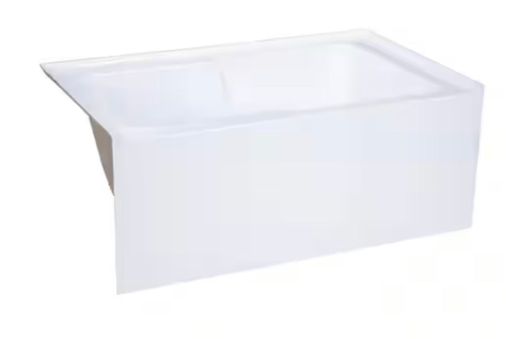 Voltaire 54 in. x 30 in. Acrylic White, Alcove, Integral Armrest, Left-Hand Drain, Apron Rectangular Bathtub in White