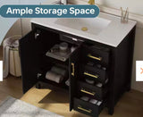 Raven 37 in. Single Sink Black Bath Vanity with White Engineered Solid Surface Top and 4 Drawers (Unassembled)