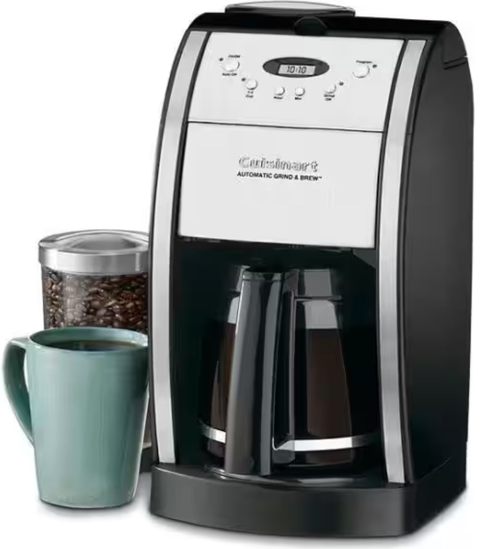Grind and Brew 12-Cup Automatic Black Drip Coffee Maker with Built-In Grinder