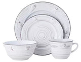 16-Piece Trellis Coastal White Stoneware Dinnerware Set (Service For 4)